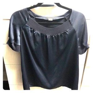 Theory “Shauna” Navy Silk Blouse